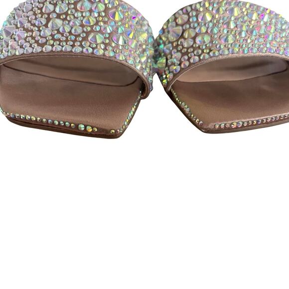 RHINESTONE NUDE‎ KITTEN HEELS INC SANDALS SZ. 8.5 - Picture 4 of 8